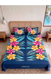Hand Painted Rayon Bedsheet Set Queen Size
